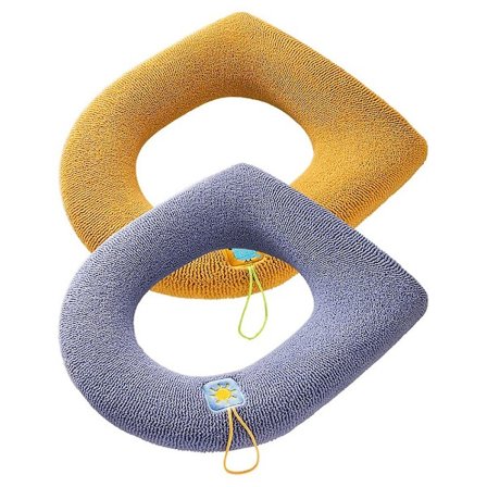 2 stk. Varme Toiletsædebetræk til Badeværelse Bløde Tykke Toiletsædebetræk Med Håndtag Toiletsæder Nem Installation