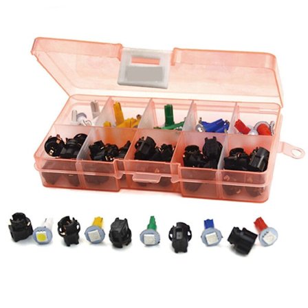 Bil Auto PC74 T5 LED Twist Socket Dashboard Lys Socket Cluster Mix Pære Grønn Rød Blå Hvit Gul