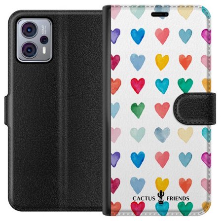 Yhteensopiva Lompakkokotelo Motorola Motorola Moto G23 Cactus and Friends - Watercolor Love Grid