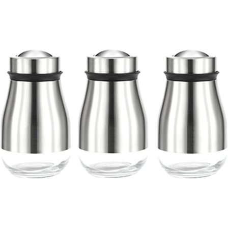 Salt och peppar kryddburk set i rostfritt stål saltkar med glasbas med justerbart hål
