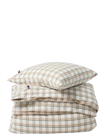 Lexington Home Greenbeigewhite Checked Cotton Flannel Bed Set - Cream - 150X210/50X60