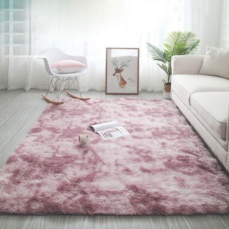 Shaggy soveromsmatte, matte for stue stort gulvteppe for hall, myk fluffy Shag-matte fluffy innendørsmatte (100 * 160 cm) Rosa