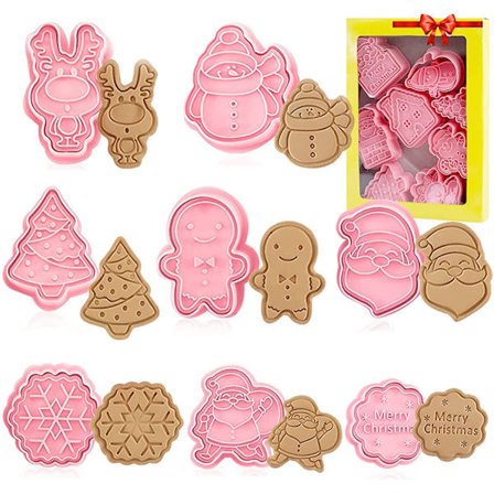 Et sæt med 8 julekageform-udskærere