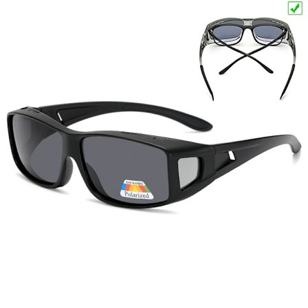 Natkørselsbriller, der passer over solbriller, anti-blænding, polariserede HD natbriller