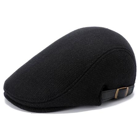 Herrar Ull Tweed Ivy Newsboy Golf Beret Körhatt Black