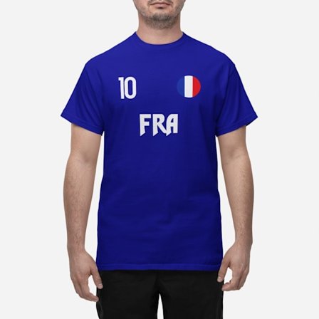 Franrike landslag t-shirt i marin blå med FRA & 10 fotboll