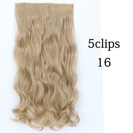 Syntetisk 22 32 tum 5 Clips Hårförlängning Värmebeständig falska hårstycken Långa vågiga frisyrer Clip In Hair Extensions