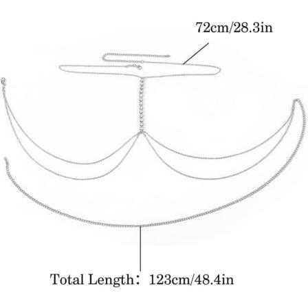 Krystal Kropkæde Sølv BH Seksuel Strass Bikini Kropssmykker