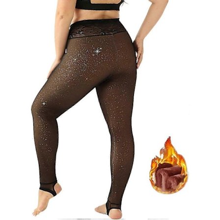 Fleeceforede tights for kvinner, falske gjennomsiktige varme strømpebukser, termiske ugjennomsiktige