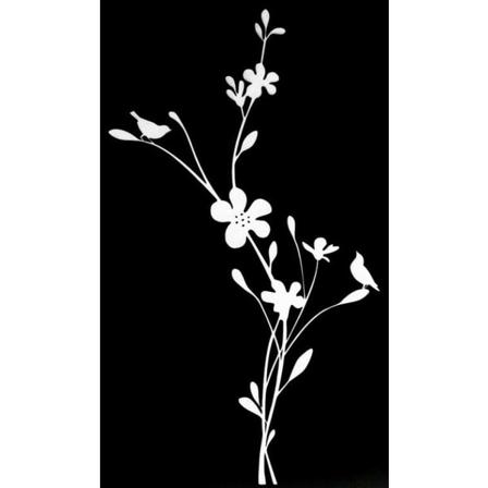 Väggdekor - Fågel På Blommor Stor Hvit
