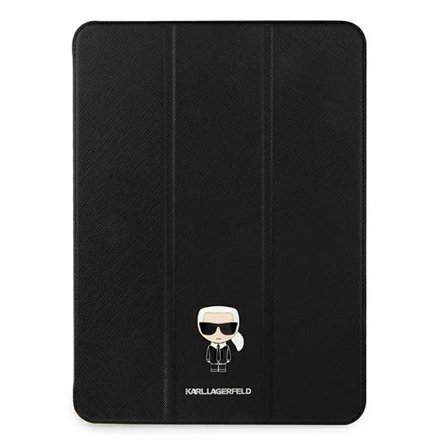 Karl Lagerfeld Saffiano Ikonic Karl-etui til iPad 12,9" Pro 2021 - Sort