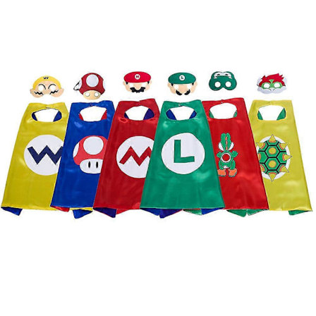 Spel Anime Cosplay Kappa Halloween Kostymer Rolig Super Brother Bros Barn Fantasia Cape Jul Karneval Barn Kappa Mask (FMY)
