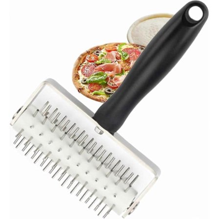 Pizza Deig Rulle Pizza Deigkuler Rustfritt Stål Rulle Deig Maker Hull Pinne, Bærbar Pai Nål Hjul Kutter, Kjevle Deig Hull Maker