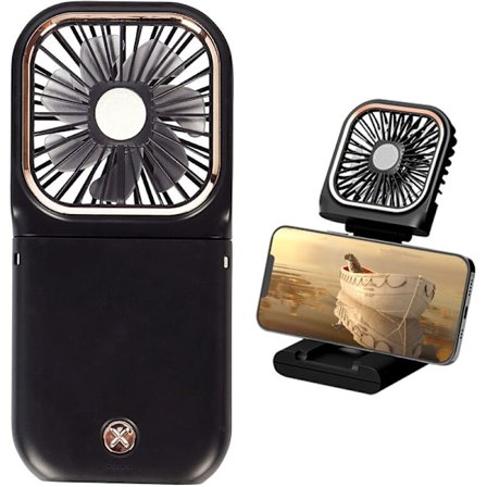 Mini Bärbar Vikbar USB-fläkt Multifunktionell 3 Hastigheter Batteridriven för Kontor Hem Utomhus Svart