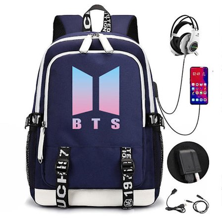 BTS Backpack USB Rechargeable Backpack Large Capacity Student School Bag