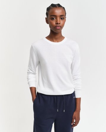 GANT Damen Feinstrick Rundhalspullover (M) Weiß