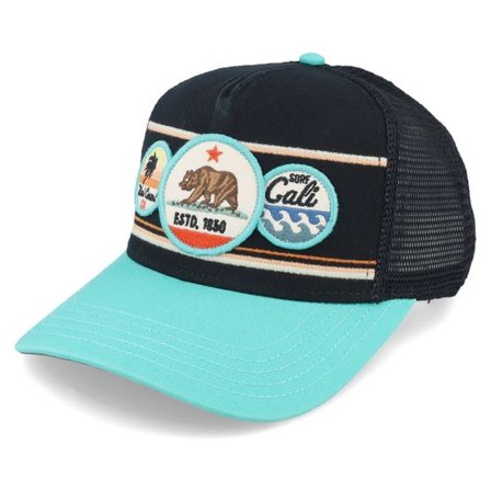 American Needle - Svart trucker Keps - California Domino Black/Seafom Trucker @ Hatstore