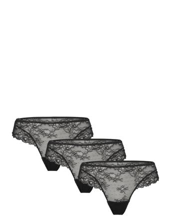 Lace String 3-Pack Stringtruse Undertøy Svart Missya*Betinget Tilbud
