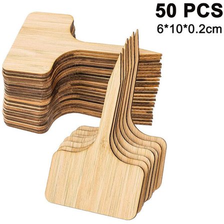 50 stk. plantemærker bambus, T-formede plantepindemærker stick-in etiketter til planteskoler prydplanter potteplanter urter blomster grøntsager