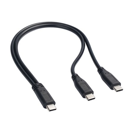 30 cm USB C til 2 Type C-kontakter Hurtigladekabel for telefoner og USB C-gadgets strømforsyning
