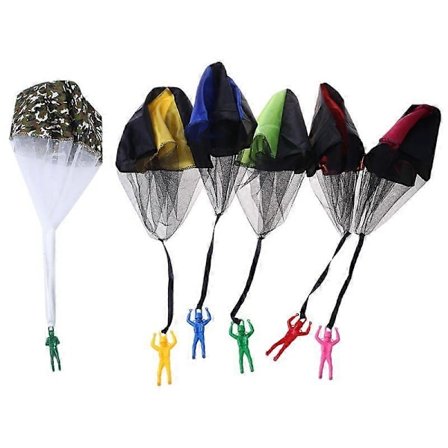 Barn Handkast Fallskärm Leksak med Soldater Fallskärmar Fyrkantiga Utomhussporter Förskoleaktiviteter Presenter till Pojkar Flickor