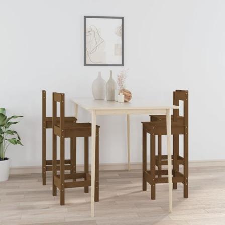 Vidaxl Barstolar 4 St Honungsbrun Massiv Furu Brun
