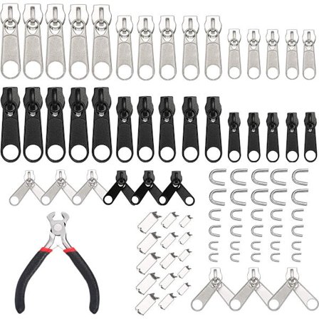 Reparasjonssett for glidelås - Erstatningssett for glidelås - 85 deler