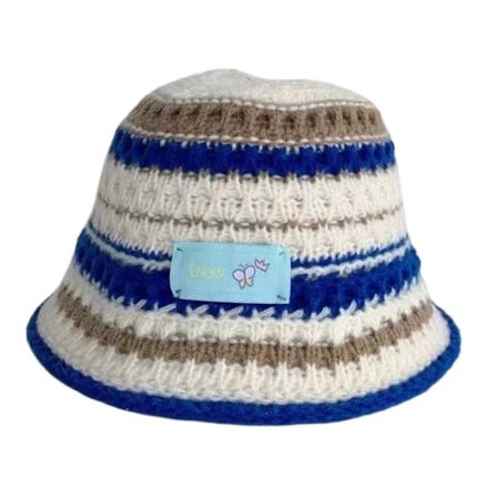 Slitesterk Plysj Strikket Bøttehatt Pustende Multifunksjonell Elegant Hatt for Hverdagsbruk blå blå etikett