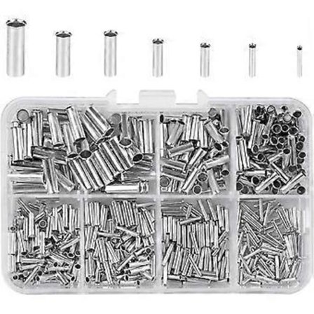 600 stk. Kabelsko Uisolerte 0,5/0,75/1,0/1,5/2,5/4,0/6,0 mm² Koblingsstykker Endehylser Kabelavslutning Pressing av Kabel i Plastboks