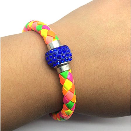 Läderarmband Magnet strass spänne armband