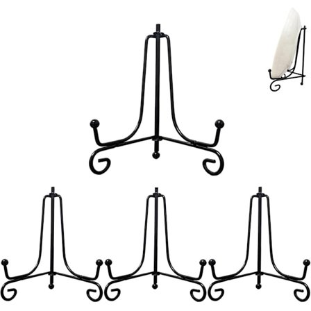 4 stk. - tallerkenstativ - tallerkenholder - tallerkenstativ i jern - tallerkenstativ for utstilling - utstillingsstativ - fotostativ i metall