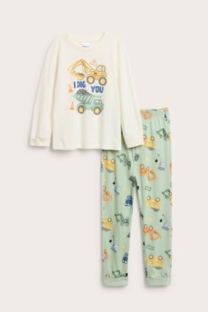 Kappahl | Pyjamas med byggfordon | Offwhite