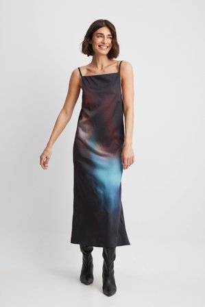 NA-KD ART Tie Shoulders Midi Dress - Slip-kjoler - Flerfarvet - EU 36