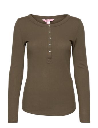 Top Ls Waffle Placket Green Hunkemöller