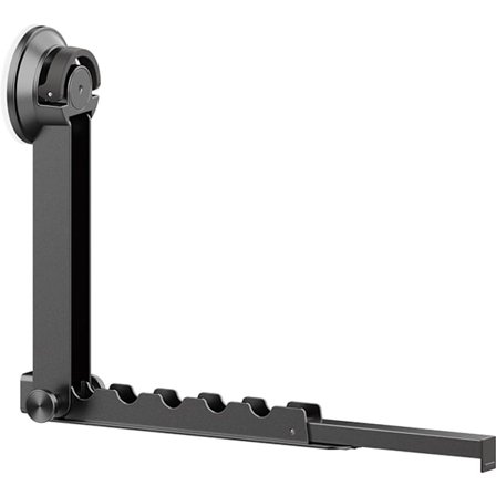 Veggmontert tørkestativ – Sammenleggbart, aluminium, vakuumsugekopp (grå)