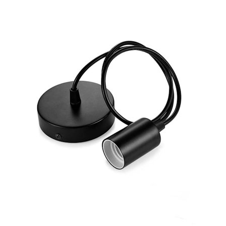 Metall pendellampe, E27-sokkel med ledning, 100CM tau-sving, hvit