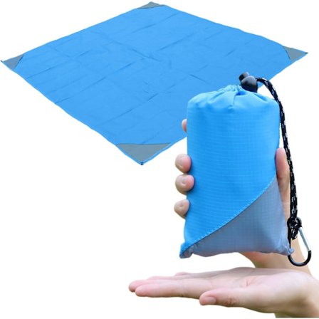 Lomme Picnic Tæppe 140x152 cm - Sandtæt & Vandafvisende Kompakt Strandmåtte, Letvægts Foldbar Camping Presenning Passer i Lille Taske -