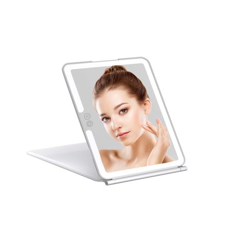 LED Makeup Spejl - Bordpladespejl med Lys, Bærbar og Sammenklappelig