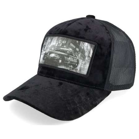 Calza Pennello - Svart trucker Keps - Police Car Patch Velvet Black A-Frame Trucker @ Hatstore