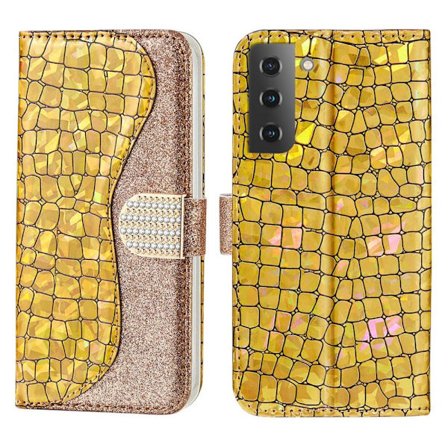 SKALO Samsung S22 Croco Glitter Plånboksfodral - Guld