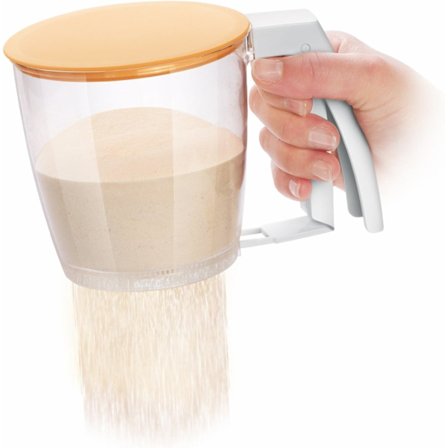 Enhåndssigte med låg, til mel/flormelis, BPA-fri