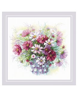 Broderikit Tavla Akvarell Blommor - Riolis