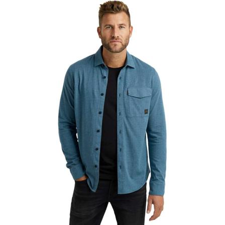PME Legend Long sleeve shirt ctn jersey jacqu dark denim , Blauw , Heren , Maat: 2XL