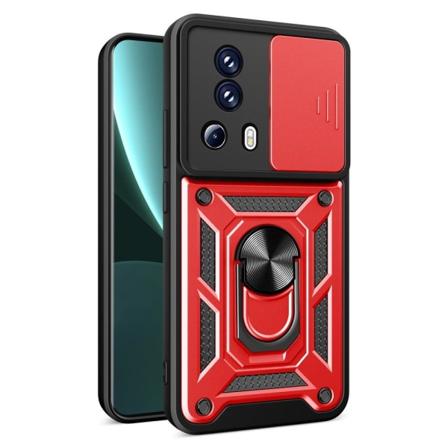 SKALO Xiaomi 13 Lite Armor Hybrid Metallring Kameraslider - Röd Röd