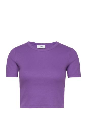 Jxflorie Str Ss Rib Tee Jrs Noos Purple JJXX