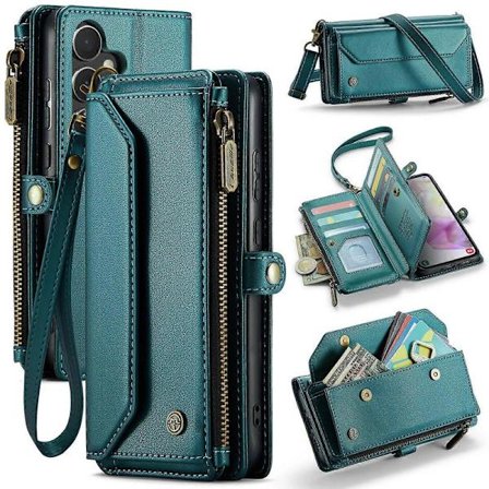 Kompatibelt för Samsung Galaxy A36 5G Fodral CASEME C36 Serie Dragkedja Plånbok Läder Telefonskal med Remmar