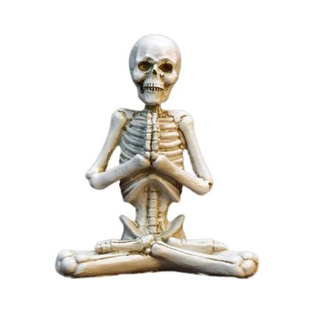 Halloween Yoga Skalle Statue Flad Kollegie Yoga Studio Stue Dekoration Hvid