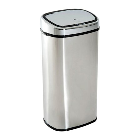 Rootz skraldespand - 68L - Skraldespand - Automatisk skraldespand - Bevægelsessensor - Rustfrit stål - Sølv - Sort - 40,5 x 29,5 x 78 cm