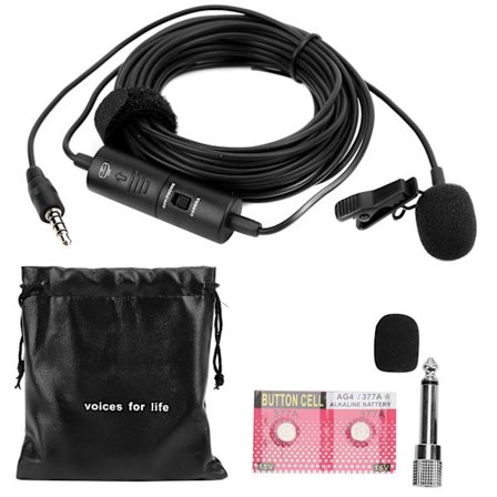 Lavalier Mikrofon Dyp Støyreduksjon Clip On Reversmikrofon for Mobiltelefoner Datamaskiner Miksere EM1 (enkelt hode)