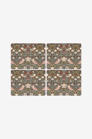 Pimpernel - Bordsunderlägg Morris & Co Strawberry Thief Brown 4-pack - Flerfärgad - Löpare & tabletter - Från Homeroom